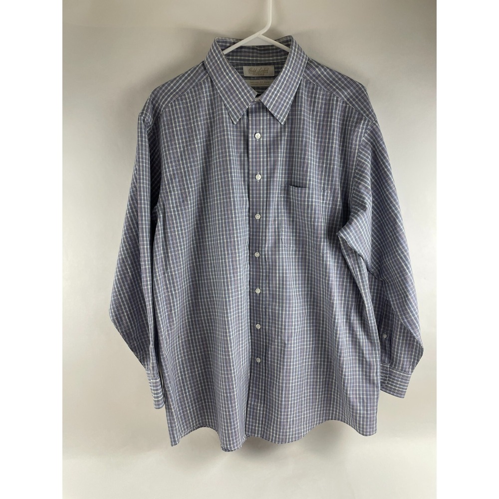 Gold Label Shirt Men's Size 17/33 Blue Multicolor Plaid Button Up Long Sleeve